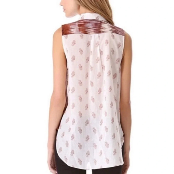 Elizabeth & James Julian Silk Rhinestone Collar Top S - Picture 6 of 10